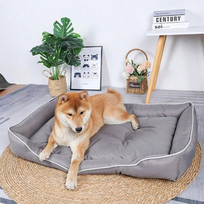 shiba inu couche dans Panier pour chien gris