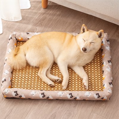  shiba inu couche sur Tapis Chien rafraichissant au sol