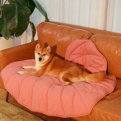 shiba inu couche sur Tapis pour chien rose sur canape