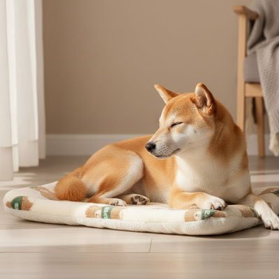 shiba inu couche sur Tapis pour Chien