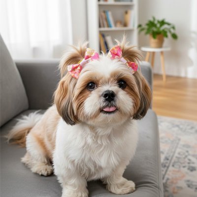 shih tzu porte Noeud papillon chien assis sur canapé