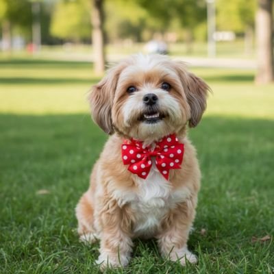 shih tzu porte Noeud papillon chien roouge dans parc
