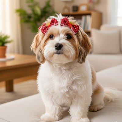 shih tzu porte Noeud papillon chien sur canapé
