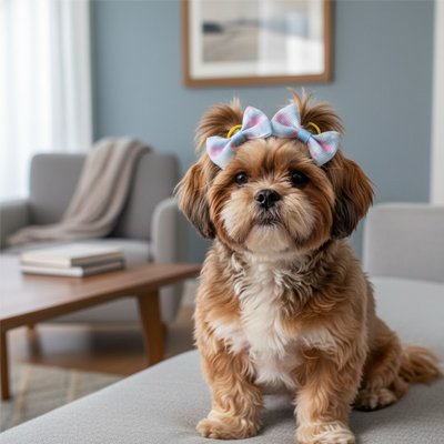 shih tzu porte Noeud papillon pour chien sur canapé