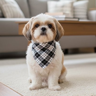 shihtzu porte Bandana Chien dans salon