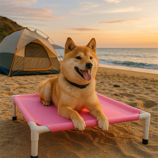 shina inu couche sur Lit de camp Chien