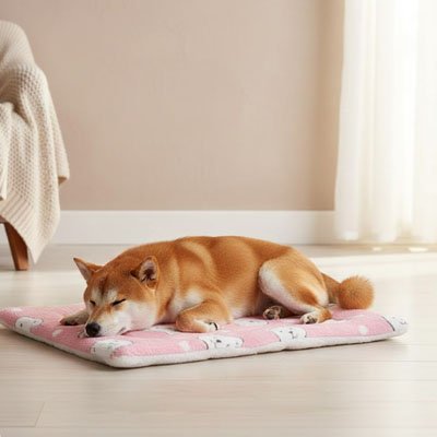 shita inu couche sur Tapis pour Chien