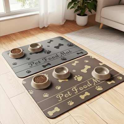 Tapis gamelle absorbant  chien sur sol