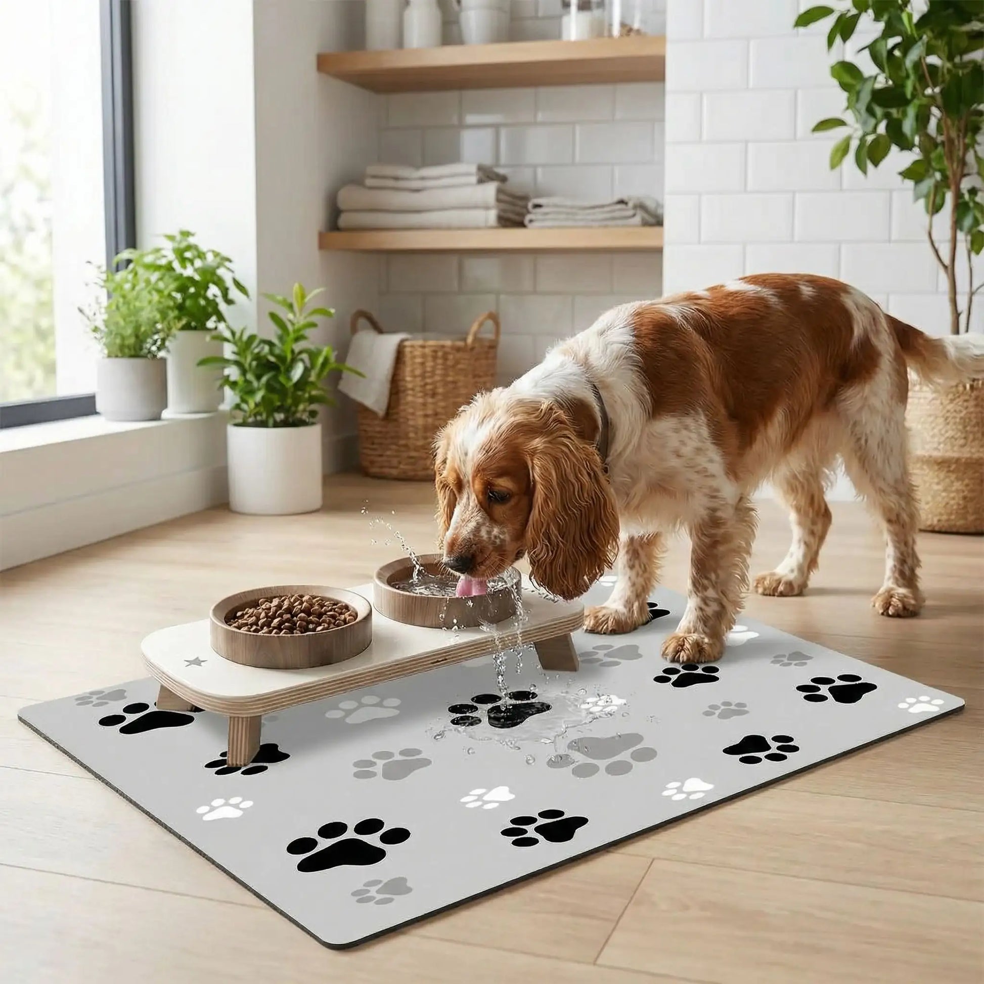 chien boit eau sur tapis gamelle chien sur plancher 