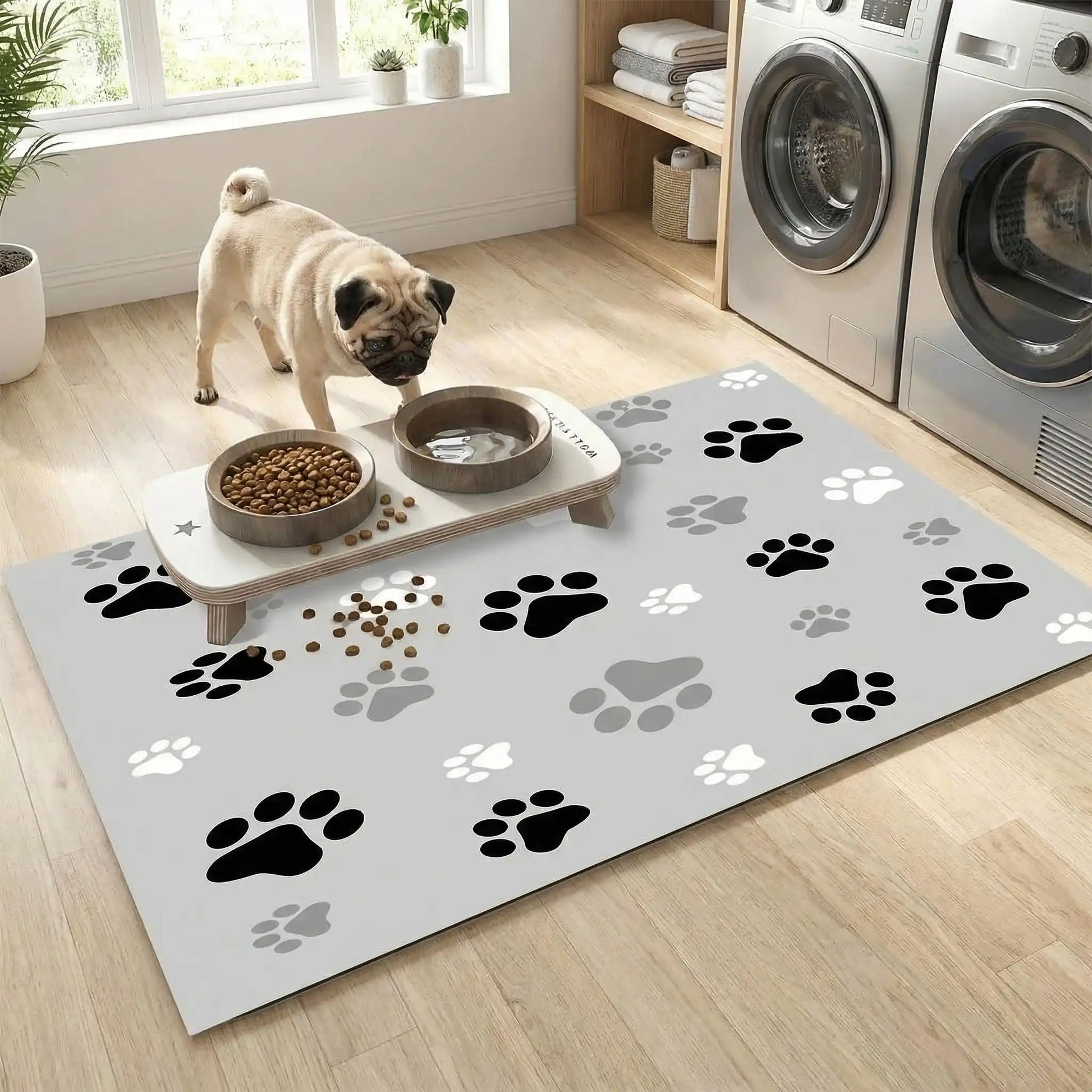carlin mange sur tapis gamelle chien sur plancher 