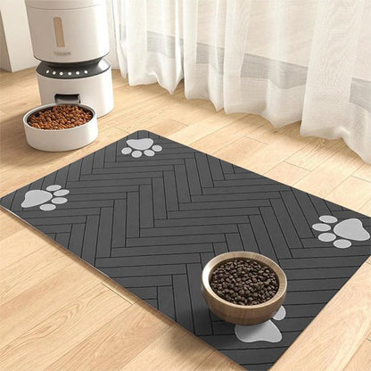 Tapis pour gamelle chien au sol avec 1 bol