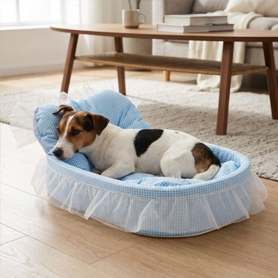 terrier couché dans Lit pour Chienbleu
