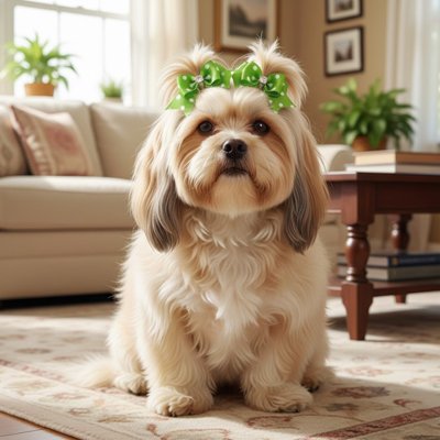 yorkie porte Noeud papillon pour chien assis sur moquette à motifs
